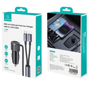 شارژر فندکی فست شارژ ماشین یوسامز مدل CC287