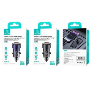 شارژر فندکی فست شارژ ماشین یوسامز مدل USCC208 C39