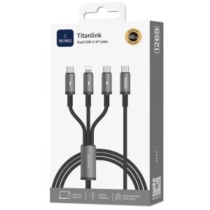 کابل شارژ چند سر Type-C به Type-C و Lightning ویوو مدل WiC060