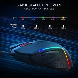 موس باسیم گیمینگ ردراگون مدل TRIDENT BASIC M616 RGB