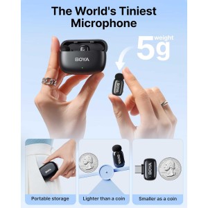 میکروفون یقه ای دو کاربره بویا مدل BOYA MINI2 01 COMBO رابط Type C و LIGHTNING
